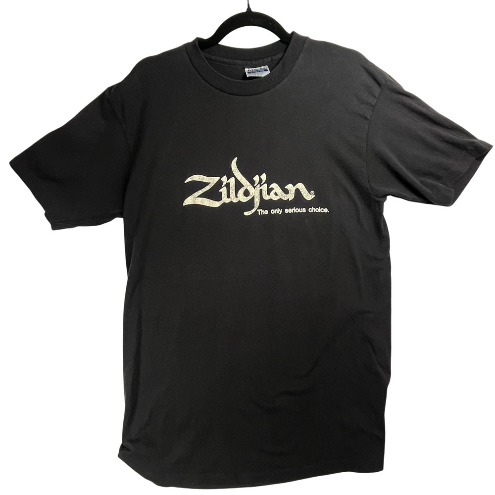 Vintage 80s Zildjian Single Stitch Hanes Only Serious Choice Drum Cymbals TShirt